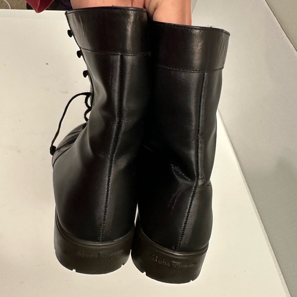 Salvatore Ferragamo Women's Leather and Fabric Combat Boot Size 9.0 B - Picture 3 of 14